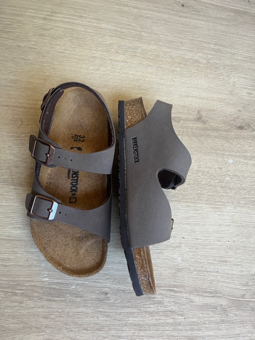 Birkenstock Kids Brown Two-Strap Sandals with Buckles